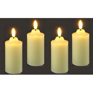 I.GE.A. LED-Kerze Batteriebetriebene LED-Kerzen aus Echtwachs, Ø ca. 5,5 cm (Set, 4-tlg), warmweißes Stimmungslicht, Stumpenkerze für den Adventskranz weiß Ø 5,5 cm x 10 cm