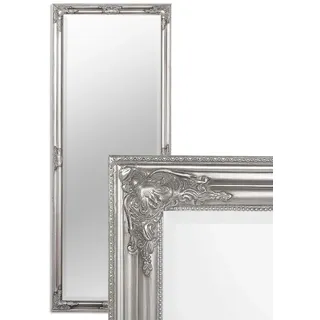 LEBENSwohnART Wandspiegel BESSA Silber antik 180x70cm barock Design Spiegel pompös Holzrahmen