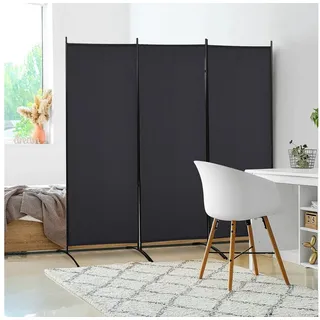 furnicato Raumteiler Paravent 253B x 182H cm in Schwarz, 1-tlg., Stabiler Sichtschutz aus Metall für mehr Ruhe im Kinderzimmer schwarz