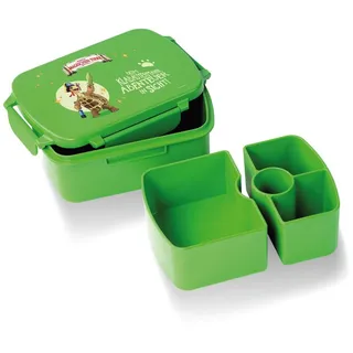 awave Die Schule der Magischen Tiere Brotdose Kinder mit Fächern rPET Grün Henrietta Snackbox 1 L mit Deckel und 4 Fächer Unterteilung, Auslaufsicher, Pausenbox für Schule Kindergarten Picknick Reise