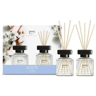ipuro - Essentials Cotton Fields Raumduft - Geschenkset 2x50ml - Raumerfrischer mit Sternanis, Vanilleblume & Geranie, Rose, Veilchen, Zedernholz Duft - Diffuser mit Stäbchen - Lufterfrischer Zuhause