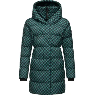 Steppmantel RAGWEAR "Niara Print", Damen, Gr. S (36), blau (ocean), Obermaterial: 100% Polyester. Innenfutter: 100% Polyester. Wattierung: 100% Polyester, tailliert ca. Mitte Oberschenkel, hoch geschlossener Ausschnitt, Ärmel ohne Ärmelschlitz Rippstrickbündchen, Mäntel Steppmantel, wasserdichter Mantel mit angesagtem Hahnentritt Muster