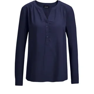 GOLDNER Elegante Viskosebluse mit V-Ausschnitt Blau 46