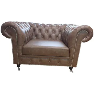 Xlmoebel Chesterfield-Sessel Luxus Leder Sessel 1-Sitzer Lounge Couch Einsitzer (1-St., Chesterfield Sessel), Made in Europa braun