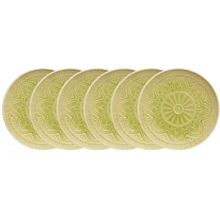BUTLERS Teller Ø21cm 6er Teller Set SUMATRA Steinzeug Geschirr | Kuchenteller Frühstücksteller Speiseteller Essteller | Exotisch & gemustert | Mikrowellen- & spülmaschinenfest