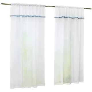 Delien Scheibengardine (1 St), Stangendurchzug, transparent, Landhaus Leinenoptik, Voile Kaffee Küchengardine weiß 140 cm x 180 cm