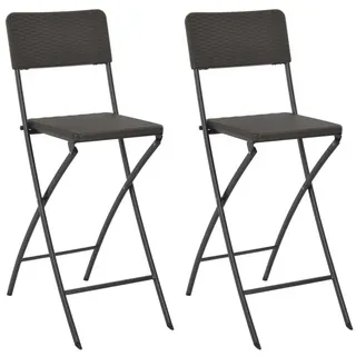 furnicato Barhocker 2er Set klappbare Barstühle in Rattan-Optik 45x63x114 cm Braun, Wetterfeste Hochstühle mit Stahlgestell für den Garten oder Balkon braun