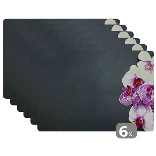 MuchoWow Platzset Orchidee - Blumen - Rosa - Flora, (6-St), Platzsets, Tischset, Abwaschbar, Tischsets, Platzdeckchen bunt