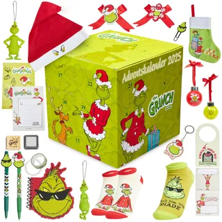 The Grinch Adventskalender 2025 Jugendliche Erwachsene Countdown Kalender Weihnachtskalender 24 Überraschungen Schreibwaren Socken Geschenk Idee