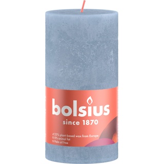 Bolsius Rustik-Kerze Shine Winter Edition Ø 6,8 cm x 13 cm Himmelblau