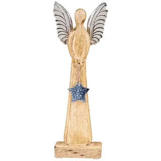 Levandeo® Weihnachtsengel H34 cm Braun/Silber