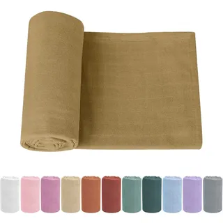 Knirose Pucktuch Baby Musselin Babydecke Swaddle 120x120cm Puckdecke Mulltücher, Bambus Baumwolle Baby Pucktücher Decke für Neugeborene Junge und Mädchen (Hellgelb)