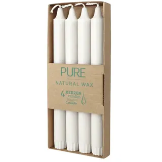 PURE Stabkerzen Natural, 250/23 mm, WENZEL, Brenndauer 10h, plastikfrei, 4 St.