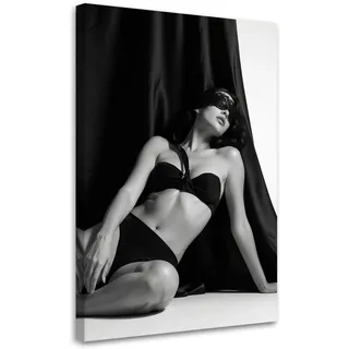 Bild Auf Leinwand Frau Mit Augenbinde Nackt Schwarz Und Weiß 80x120
