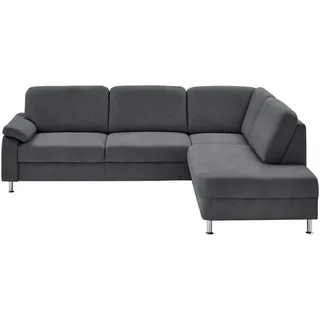 Beldomo System Ecksofa Rostock, Anthrazit, Metall, 4-Sitzer, Ottomane rechts, L-Form, 266x202 cm, Fußauswahl, Stoffauswahl, seitenverkehrt erhältlich, Bettfunktion Rückenfutter, Wohnzimmer, Sofas & Couches, Wohnlandschaften, Ecksofas