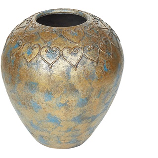 Moderne Deko-Vase aus Ton Gold/Türkis Nida