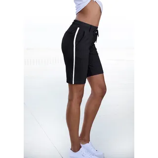 Shorts LASCANA Gr. 46, N-Gr, schwarz Damen Hosen Homewear Hose mit Seitenstreifen seitlichen Streifen, Loungewear
