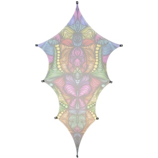 PSYWORK Schwarzlicht Segel Mesh Elasthan Drache "Magnetic Field Neon", 2,00x3,75m