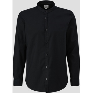 QS - Baumwollhemd in Garment Dye, Herren, schwarz, XS