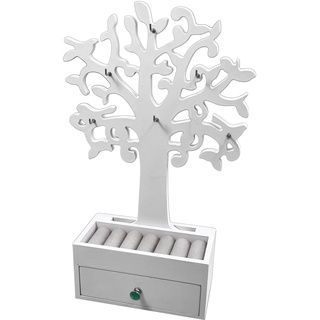 Schmuckbaum mit Schublade - weiß - Holz Schmuckkasten Schmuckbox Schmuckkästchen