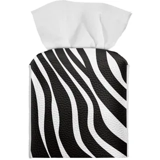 Tutolipy Kosmetiktuch-Box, PU-Leder, quadratisch, Organizer für Schminktisch, Nachttisch, Esstisch, Heimdekoration, Zebrastreifen