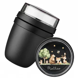 Bärenfreunde MEPAL Müslibecher To Go mit Namen, Joghurtbecher | Isolierter Thermo Behälter, Lunchpot bedruckbar für Kinder, personalisierter Müsli Becher mit 2 Fächern