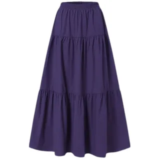 CHOUBAGUAI Y2K Vintage Faltenrock Koreanische Mode Harajuku Hohe Taille Langer Rock Retro Ramie Baumwollkleidung-Lila, 4XL