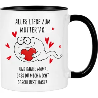 Lustige Tasse für Mama – Alles Liebe zum Muttertag – Witzige Kaffeetasse mit Spruch – Geschenk zum Geburtstag, Muttertag & Weihnachten für die Mutter – 330ml (schwarz)