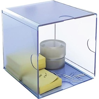 m-office Kali Modularer Organizer, stapelbar, aus transparentem Polystyrol, mit 1 hohlem Fach (Blau Transparent)
