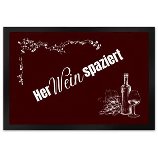 speecheese Fußmatte Wein Fußmatte XL in 40x60 cm mit Spruch Herweinspaziert 40 cm