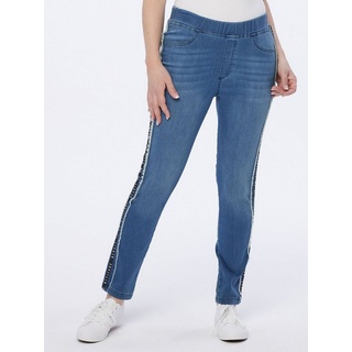 Body Needs Sweatjeans Comfort-fit-Jeans figurbetont mit Galonstreifen blau 23