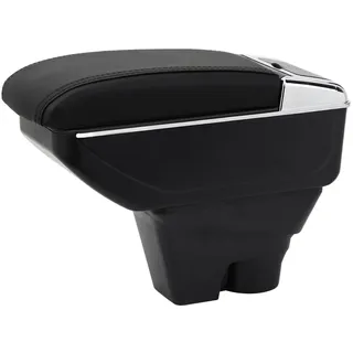 YJYWZH Armlehne für Citroën C3 2017-2023 Mittelarmlehne mit Getränkehalter | mit Getränkehalter,Doppelstauraum,Verschiebbare Armauflage Mittelkonsole,PU-Leder,Aufbewahrungsbox,Schwarz