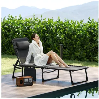 Outsunny Sonnenliege 200 x 65 x 30 cm Schwarz