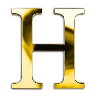ZoTuoART Gold 20 cm große verdickte 3D Acryl Spiegelbuchstaben – kostenlose Kombination selbstklebende Spiegel – DIY Sicherheits Wandaufkleber Dekor - Buchstabe H
