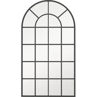 Sunvello Dekospiegel großer Spiegel, Fensteroptik, Bogenförmig, inkl. Aufhängung. Schwarz + Spiegelglas