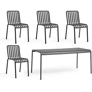 HAY - Palissade Tisch + 4x Chair, anthrazit