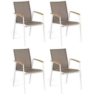 Sonnenpartner 4er-Set Stapelstühle Fresno Aluminium/Textilen weiß Stapelstuhl