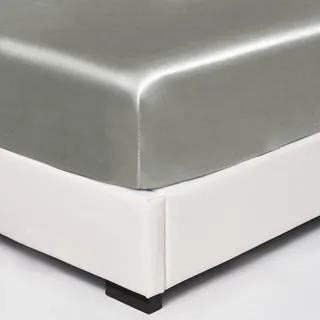 Wotcsil Satin Spannbettlaken 90x200cm Hellgrau für Matratze Boxspringbett Topper bis 30 cm Satin Seide Spannbetttuch Bettlaken Elastisch Deluxe Unifarben Spannbetttuch Polyester-Satin
