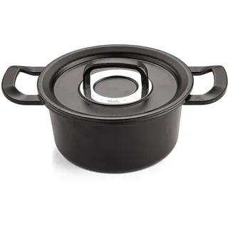 Fissler Original-Profi Collection runder Gusseisen-Bräter (Ø 24 cm – 4,3 L) Cast-Iron Topf emailliert, Cocotte, ohne PFAS/PTFE, Induktion - Schieferschwarz mit Edelstahl