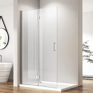 Walk in Duschwand 80 x 195 cm Falttür Duschabtrennung, Walk-in Faltbar Glas Duschtür Dusche 6mm ESG Sicherheitsglas Easy Clean beschichtung, Faltbare Duschwand Tür Drehfalttür Höhe 195cm