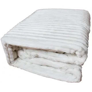 KH-Haushaltshandel Cashmere Cord Uni Weiß 135 x 200 cm + 80 x 80 cm
