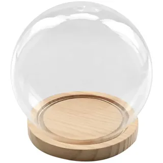 Tubayia Kugel Glasglocke Glasdom Glaskuppel mit Holz Base für Haus Büro Dekoration Geschenk (Kugel)