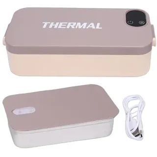 Denash Elektrische Lunchbox, 304 Edelstahl-Digitalanzeige, Wiederaufladbarer Tragbarer Speisenwärmer, mit Eingebautem 7200-mAh-Li-Akku, für Büro-Reiseauto