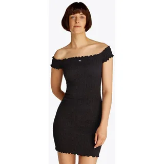 Tommy Jeans Jerseykleid TJW SMOCK BODYCON DRESS in Smok-Optik schwarz L (40)