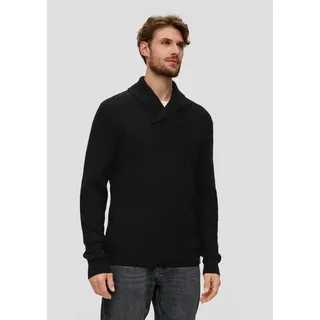 s.Oliver Longpullover Strickpullover Strickpullover mit Schalkragen schwarz L (50)