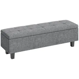 MC Star Sitzbank mit Stauraum, Polsterbank mit Leinenoptik, Holzbeine, Moderne Bettbank (Schlafzimmer, Wohnzimmer, 138 x 40 x 45 cm, Dunkelgrau) grau