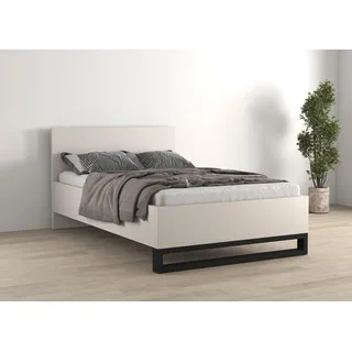 Bettgestell HOME AFFAIRE "Bronne, Topeseller, Industrial Design", kaschmir, kaschmir, schwarz, B:148cm H:93,5cm L:208,6cm, Betten, Bettgestell, Stauraumbett in drei Breiten, stabil mit Kufen in Metalloptik