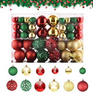 100 Stücke Weihnachtskugeln Rot Grün Gold Bruchsichere Weihnachtsbällchen Weihnachtsbaum Plastik Kugeln Anhänger Weihnachts Hängende Ornamente für Weihnachtsbäume Krampf Girlanden Wandfenster