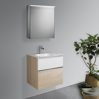 Burgbad Fiumo Badmöbel-Set Waschtisch mit Waschtischunterschrank und Spiegelschrank, SFXV062LF3959FOT2C0001G0146,