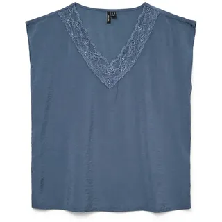 Vero Moda Spitzentop VMSAFA SL V-NECK LACE TOP WVN GA NOOS blau XS (34)